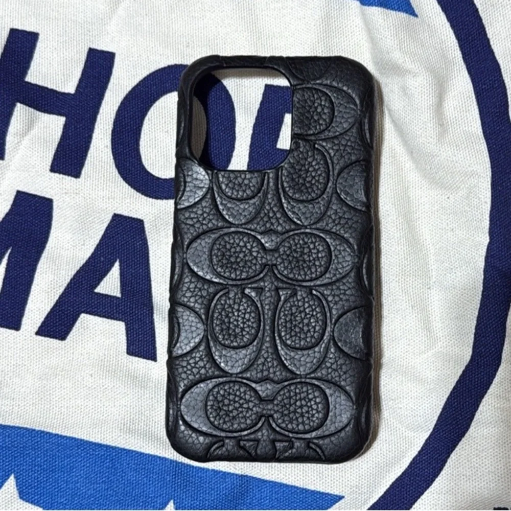 COACH NEW YORK IPHONE 15 PRO CASE GENUINE LEATHER EMBOSSED MONOGRAM SIGNATURE CC